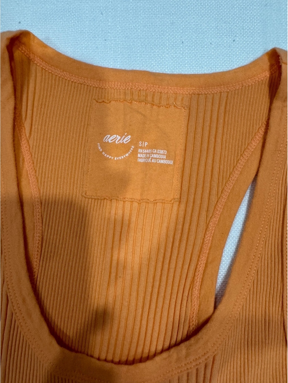 Aerie Orange Ribbed Scoop Neck Racerback Tank Top Small - Picture 3 of 6